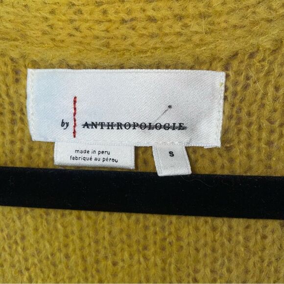 Anthropologie Size S Alpaca Cardigan Sweater Longline Duster Yellow Open Front - Picture 4 of 8